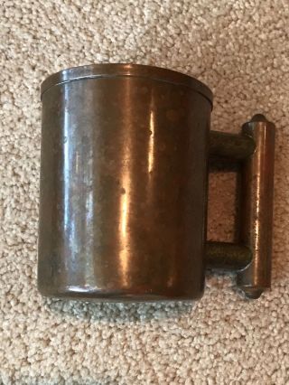 Vintage Wb Solid Copper Aged Patina,  Hand Forged Cup Mug 3 1/2”