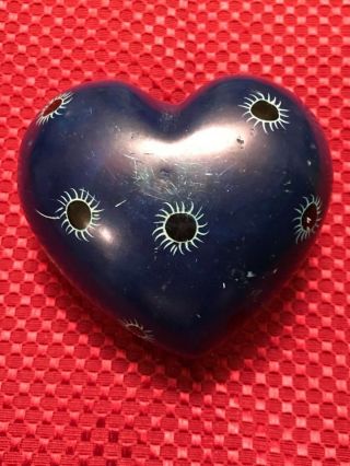 Kenyan Soapstone Heart Shaped Table Decor or paperweights African Art (set of 4) 2