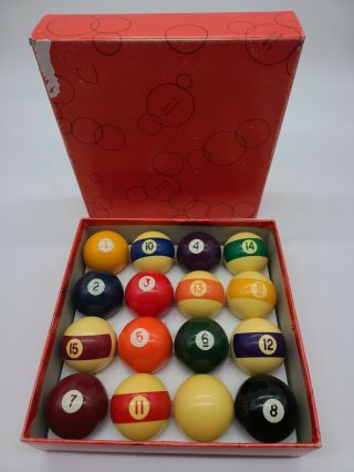 Vintage Arasmith Belgian Billiard Pool Balls 2 1/4 " Made In Belgium Box