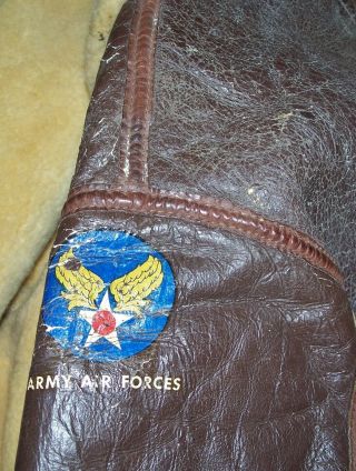 WW2 AAF D - 1 SHEEPSKIN LEATHER JACKET,  SIZE C / LARGE 6