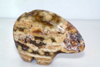 Vtg Hand Carved Leopard Agate Stone Native American Fetish Bear 3.  5in