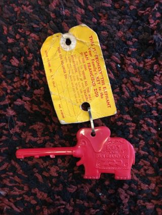 Rare San Francisco Zoo Key Elephant Red Vintage S.  F.  Zoo Society 4 " Plastic