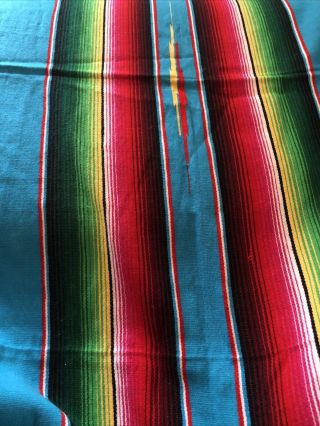 Vintage Mexican Serape Saltillo Wool Blanket