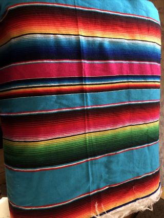Vintage Mexican Serape Saltillo Wool Blanket 2