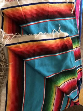 Vintage Mexican Serape Saltillo Wool Blanket 3
