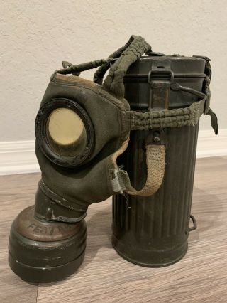Ww2 Wwii German Wehrmacht Bmw Gas Mask W/ Canister Container
