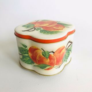 Vintage Daher Decorative Tin Box Container Peach Fruit Design Made In England