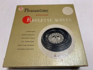 Vintage 1958 Pleasantime Professional Roulette Wheel Box Felt & 1 Ball