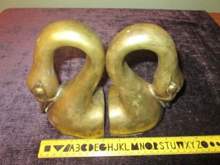 Set 2 Vintage Heavy Solid Brass Swan Book Ends 7.  5 " Tall By Brass Artwares India