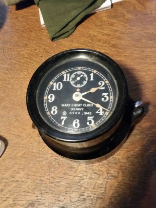 Wwii 1942 Seth Thomas Us Navy Mark I Boat Clock