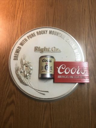 Vintage Coors 3 - D Plastic Beer Sign W/raised 8 Oz Beer Can.  Rare
