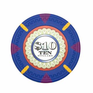 Buy 3 Get 3 - 25 Blue $10 Ten Dollars The 13.  5 Gram Clay Poker Chips