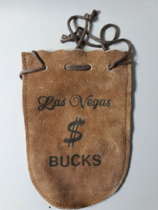 Vtg Las Vegas Leather Money Bag Golden Nugget Stardust Caesar Palace Souvenier