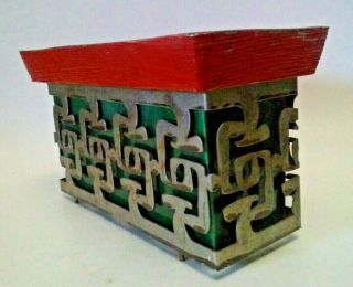 Vintage Miramar Of California Pottery 1952 Asian Red Green Mid Century Design