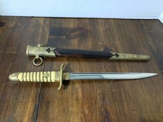 WW2 Imperial Japanese Naval Navy Officers Dirk Dagger w/ Small flag 5