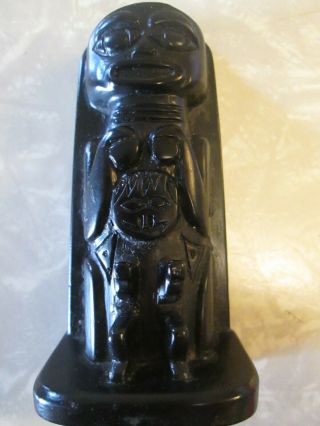 Vintage Carved Wood Small Fertility Goddess With Baby Statue 4 "