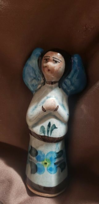 Vtg Tonala Mexican Art Pottery - Angel Figurine