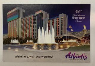 Vtg Atlantis Casino Resort Spa Hotel Reno Nv Postcard Fountain 4 " X6 "