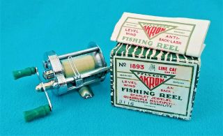 Vintage 1893 Akron Pflueger Bait Casting Fishing Reel W/box & Insert Baitcasting