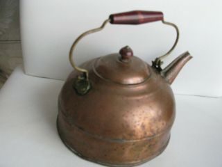 Vintage Copper Tea/coffee Pot With Wood Handle