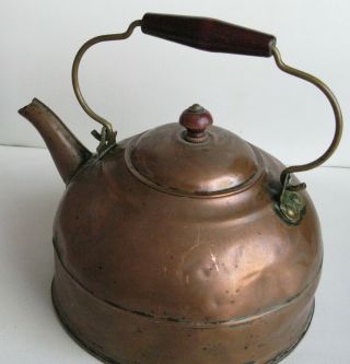 Vintage copper tea/coffee pot with wood handle 3