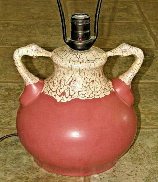 Vintage Arts & Crafts Style Muncie Pottery Lamp Rare Color All