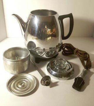 Vintage 1950s Ge General Electric Percolator Pot Belly Coffee Maker Chrome A2p40