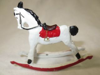 Vintage Cast Iron Toy Rocking Horse Hand - Painted 2 1/2 " Long Mid - Century