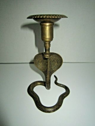 Vintage Brass King Cobra Candle Holder,  Ready To Strike Detail Check It Out