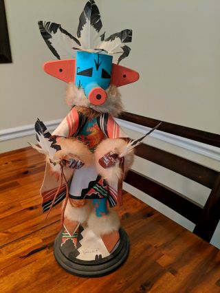 The Early Morning Kachina Wooden Figure By Cindy Kachada,  Signed Removable Mask