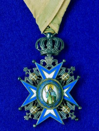 Serbian Serbia Wwii Ww2 St.  Sava 5 Class Enameled Cross Medal Order Badge