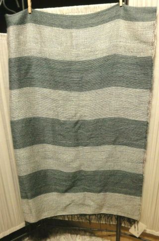 Authentic Coral Stephens Hand Woven Throw Blanket - 51 " X 80 " - Green & Beige