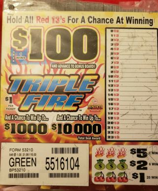 Pull Tabs - $1 Seal Game - Triple Fire - 546 Count - Read Entirely - No Bonus Seal