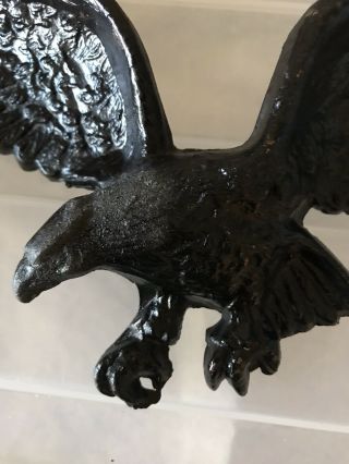 Cast Iron Eagle Plaque Home Decor Wall Hanging 9 1/2” Wing Spread 2