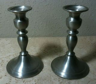 Vtg Weighted England Leonard Pewter Candle Stick Holders 6 - 1/2 "