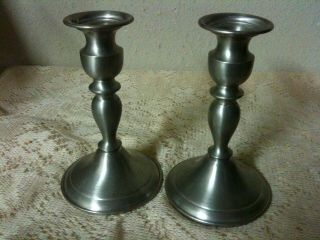 VTG Weighted England Leonard Pewter Candle Stick Holders 6 - 1/2 