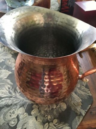 Stunning Hammered Copper Pitcher - 7 3/4 Inches High