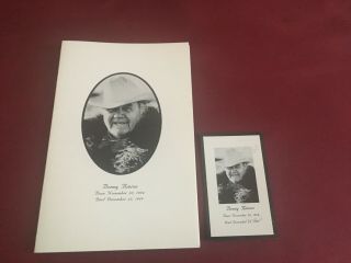 1989 Benny Binion Horseshoe Casino Owner Las Vegas Rare Funeral Program And Card
