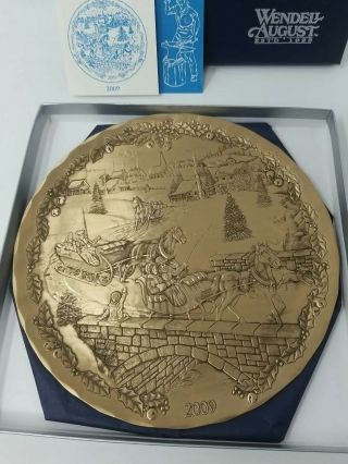Wendell August Forge Hand Made Usa Solid Bronze 2009 Christmas Sleigh Race Plate