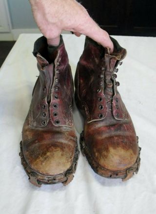 Vintage Wwii Era Mountaineer Type Boots With Metal Traction Clips German / U.  S.