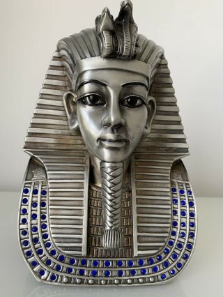 Ancient Egyptian Pharaoh King Tut Bust Mask 9” Statue Tutankhamun Decor Figurine