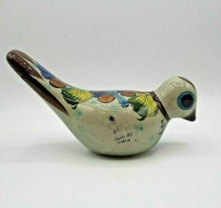 Vintage Tonala Mexican Ceramic Pottery Dove Bird Signed Folk Art Sculpture