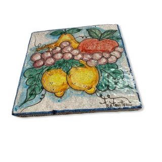 Vintage Fratantoni For Vietri Corner Tile Blessing Prosperity Pottery Tile
