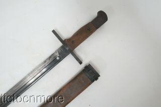 Late War Wwii Japanese Arisaka Matsushita Kinzoku Kk Bayonet Wooden Scabbard