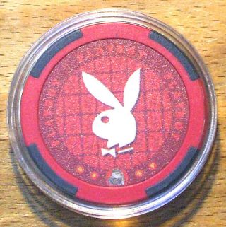 (1) Playboy Bunny Poker Chip Golf Ball Marker - Red