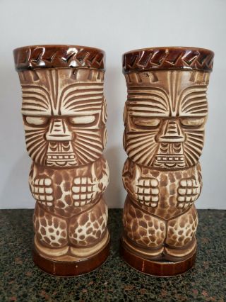 2 Tiki Mug Vintage Trader Dicks John Ascuagas Nugget Reno Ceramic Cup