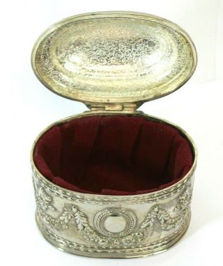 Rare Vintage.  500 Silver Velvet - Lined Trinket/jewelry Box - Weighs 2 Pounds -