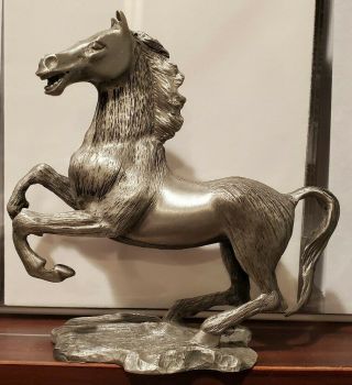 1981 Anson Pewter Stallion Horse Figurine.  4 " ×4 "