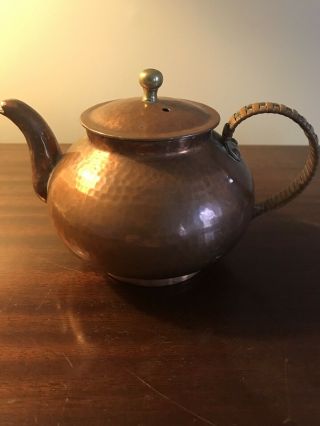 Vintage Hammered Metal Copper Tea Pot Stamped G.  Wehrli,  Locarno On The Bottom