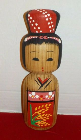 Vintage Asian Japanese Wooden Kokeshi Doll Old & Rare 7 3/4 " Tall